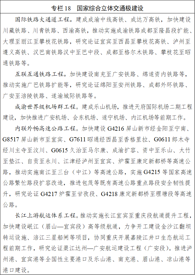 九游娱乐：四川省国民经济和社会发展第十五个五年规划纲要(图18)